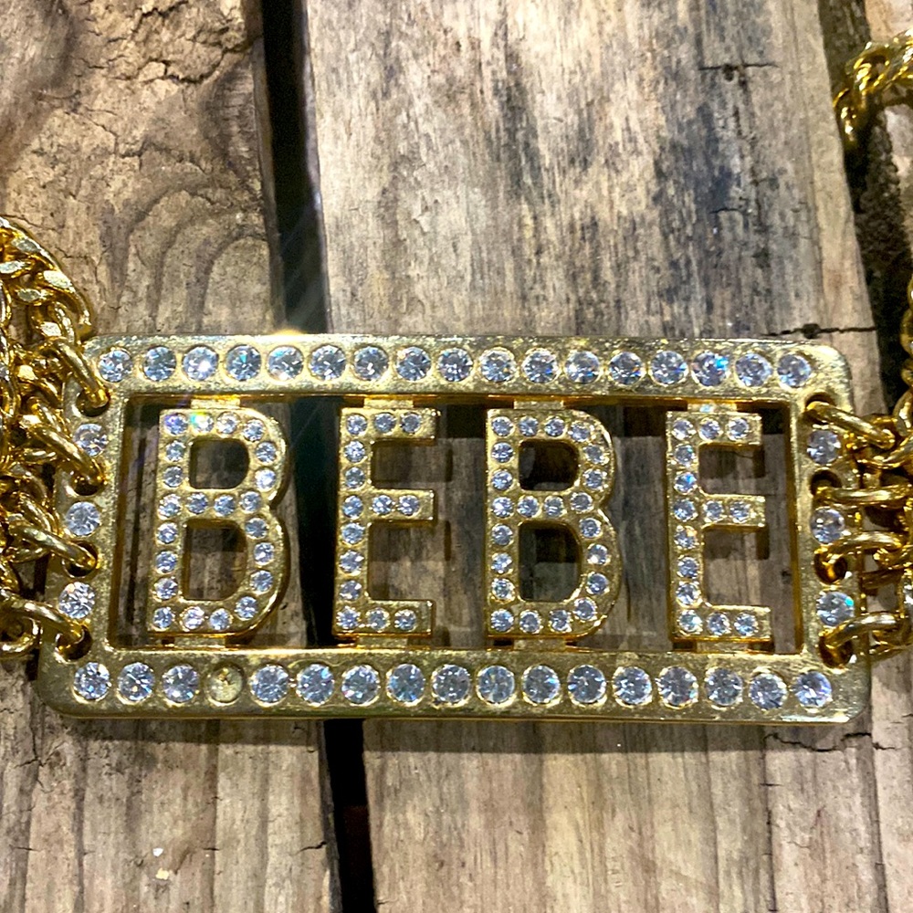 Bebe Gold Tone Rich Bling Necklace Fancy Costume Rapper Hip Hop Costume